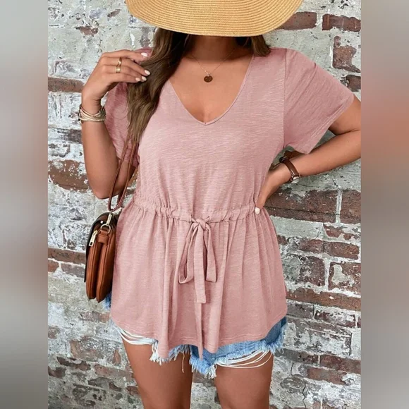 SHEIN Emery Rose Plus Drawstring Waist Peplum Tee Size 16 (0XL) - Picture 5 of 6